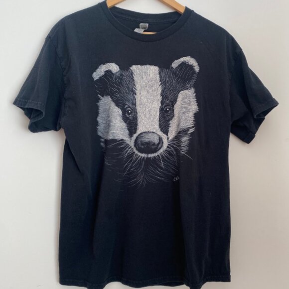 Vintage Badger Wildlife Animal T-Shirt  Size L - Picture 1 of 6